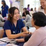 Nurse at a community health screening booth